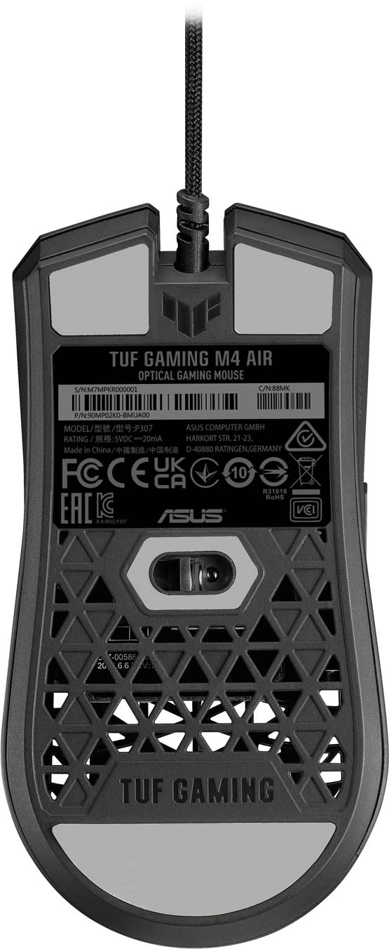 thumbnail image 2 of ASUS TUF Gaming M4 Air Gaming Mouse, Ultra Lightweight, 1.6 Oz (47 G), 16,000 Dpi, 6 Programmable Buttons, IPX6 Water Resistant, Antibacterial, Wired... 2 of 12