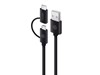 ALOGIC 1m Sync and Charge USB 2.0 Type-C and MicroUSB to USB 2.0 Type-A Combo Cable