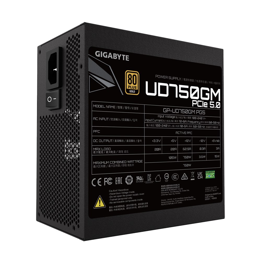 750W Gigabyte UD750GM PG5 Modular 80 Plus Gold PSU - GP-UD750GM