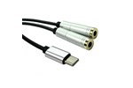 Cables Direct 30cm Male USB Type-C to 2 x Female 3.5mm Jack Passive Audio Splitter Cable