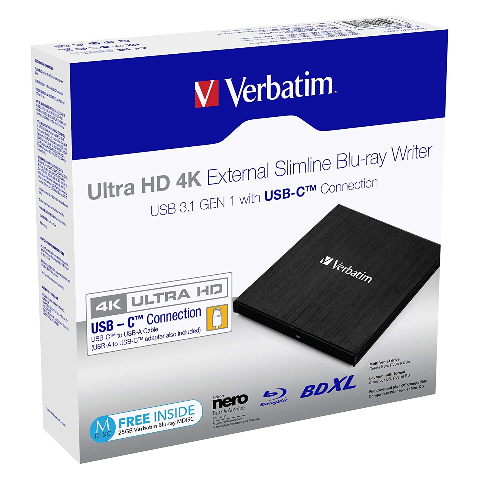 Verbatim External Bluray Writer Optical Drive 43888 CCL Computers