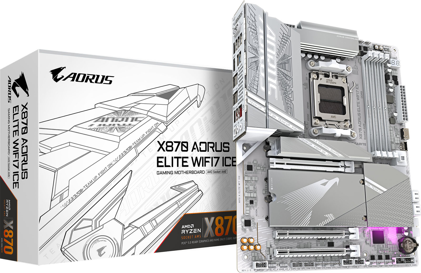 Gigabyte X870 Aorus Elite Wifi7 Ice Atx Motherboard For Amd Am5 Cpus