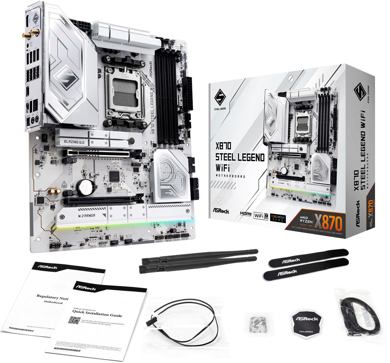 ASRock X870 Steel Legend WiFi AMD Socket AM5 Motherboard ASRock X870 Steel Legend WiFi AMD Socket AM5 Motherboard