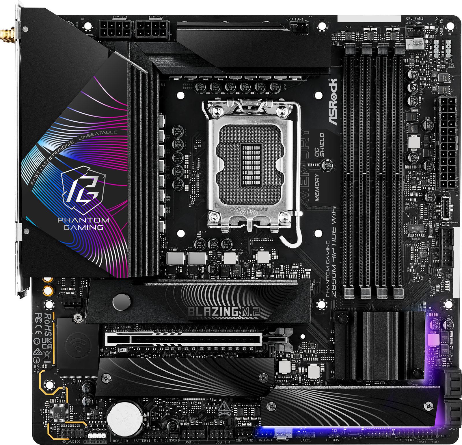 Asrock z890m riptide wifi intel socket 1851 motherboard - 90-mxbpk0-a0uayz  | komponentko