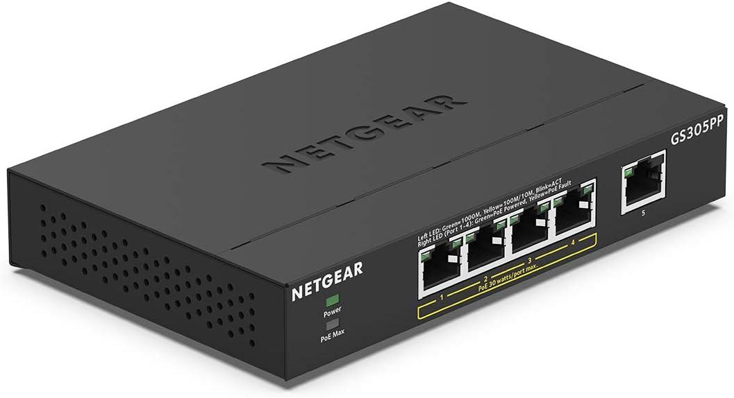 Netgear GS305PP 5-Port Gigabit PoE+ Mini Switch 