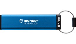 Kingston IronKey Keypad 200 64GB USB 3.0 Flash Stick Pen Memory Drive - Blue 