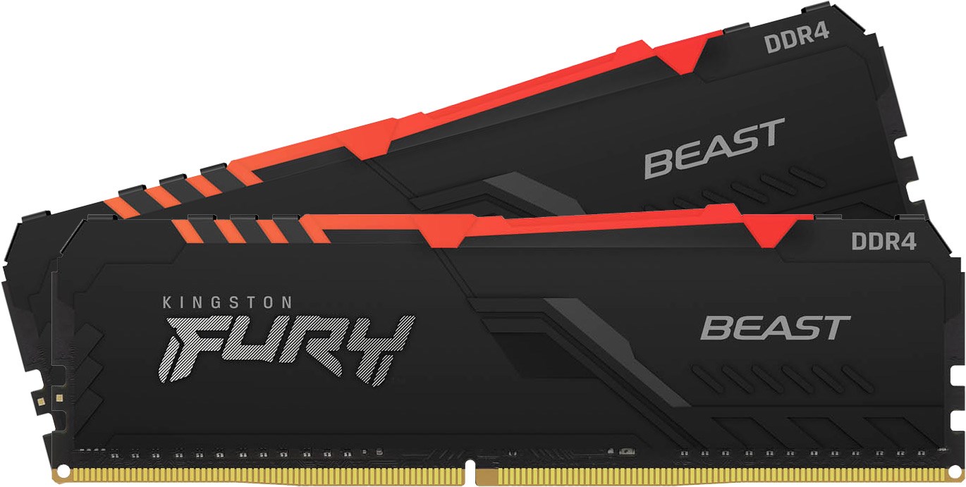 Kingston Technology FURY Beast RGB. Component for: PC/server Internal memory: 32 GB Memory layout (modules x size): 2 x 16 GB Internal memory type: DDR4 Memory clock speed: 3200 MHz Memory form factor: 288-pin DIMM CAS latency: 16