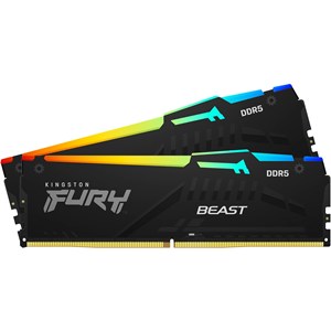 Kingston FURY Beast RGB 16GB DDR5 Dual Channel Desktop Memory DIMM Kit, 2 x 8GB, 5200MHz, PC5-41600, CL40, 1.25V