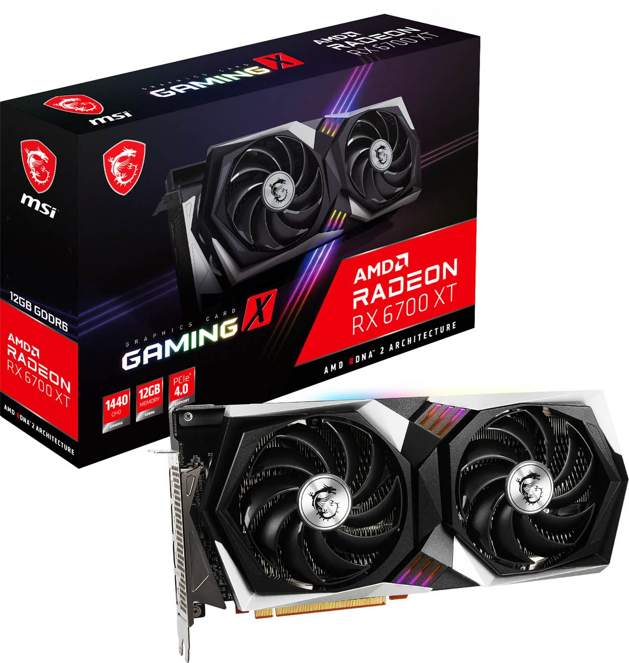MSI Radeon RX 6700 XT GAMING X 12GB OC GPU - RX 6700 XT ...