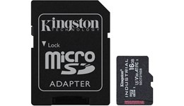 Kingston Industrial 16GB microSDHC Card with SD Adapter, Class 10, UHS-I, U3, V30, A1