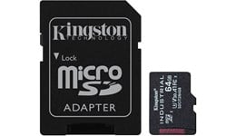 Kingston Industrial 64GB microSDXC Card with SD Adapter, Class 10, UHS-I, U3, V30, A1