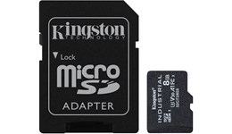 Kingston Industrial 8GB microSDHC Card with SD Adapter, Class 10, UHS-I, U3, V30, A1