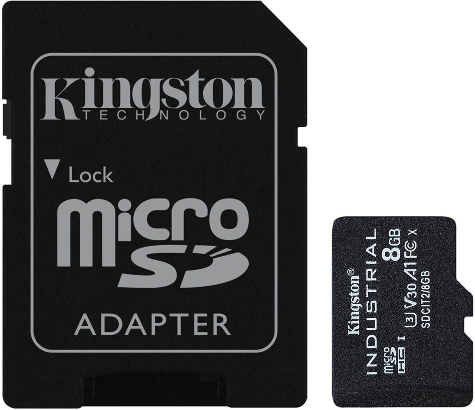 Image of 8GB Kingston Industrial UHS-1 (U3) microSD Card & Adaptor