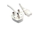 1.8m UK Plug to C13 Mains Lead - White
