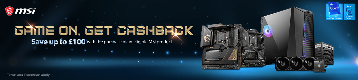 Claim up to £100 cashback from MSI on selected items.