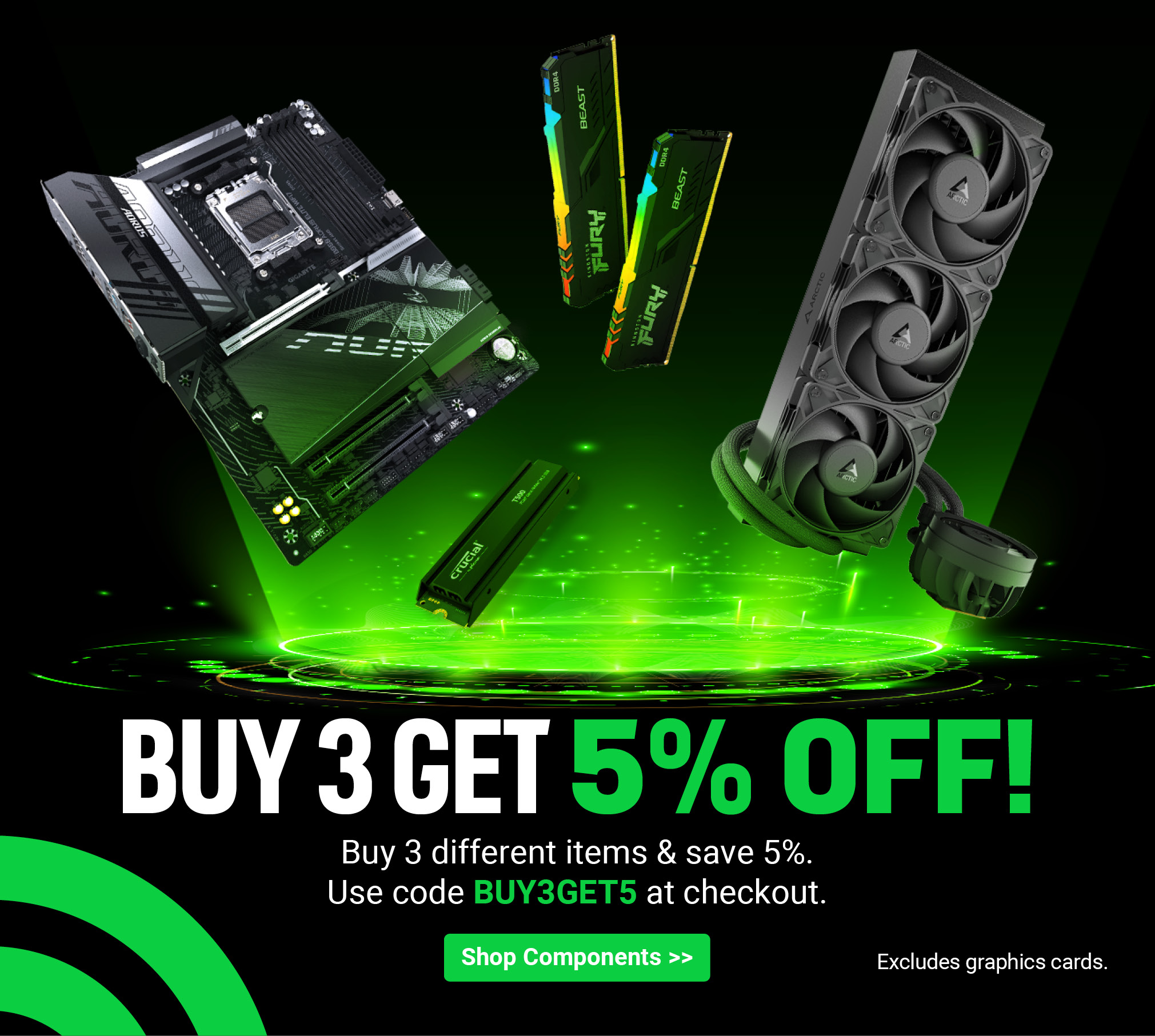 Buy 3 Save 5% on components with code BUY3SAVE5