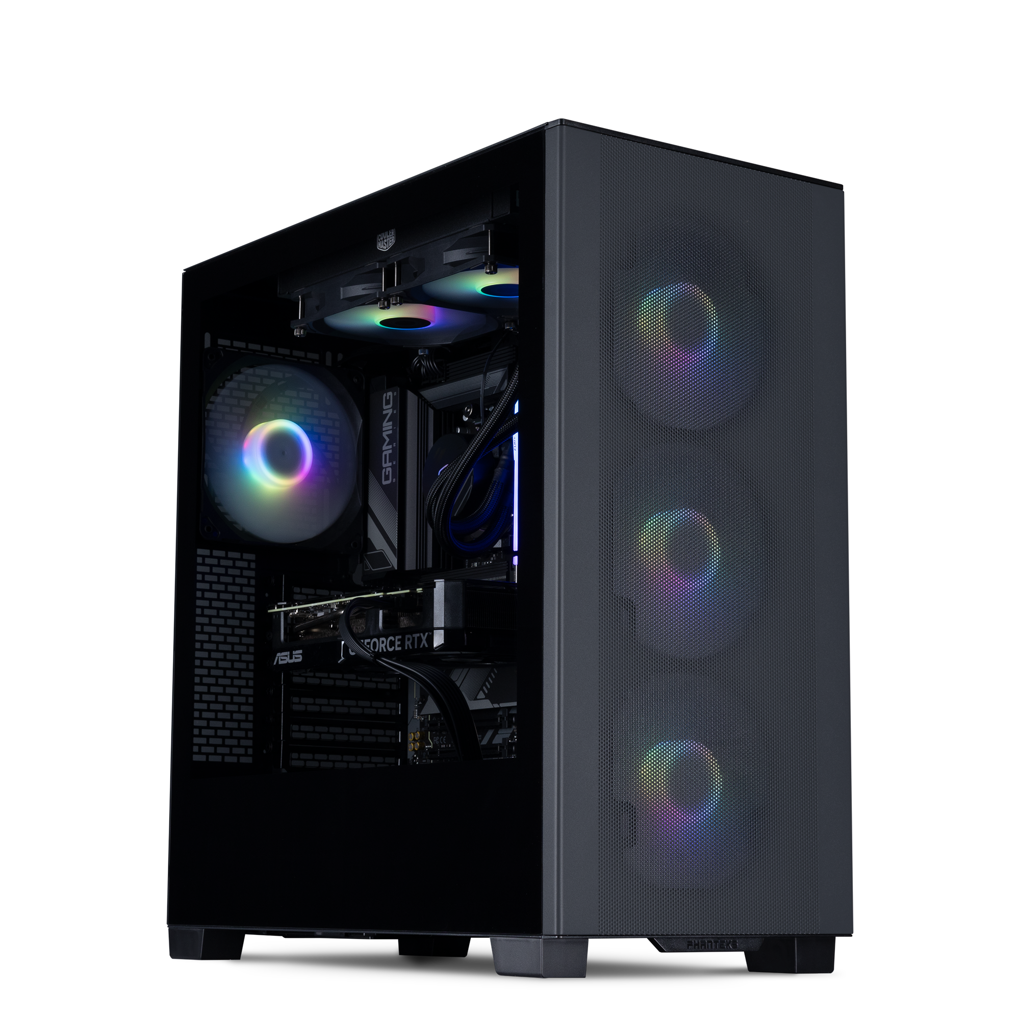 A black mid-tower gaming PC