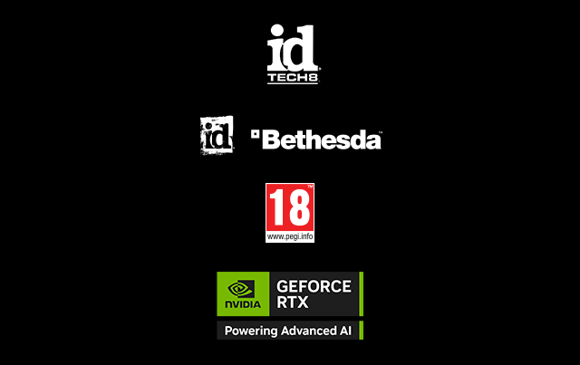 idTech8, id, Bethesda, PEGI 18 and GeForce RTX badges