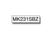 Brother P-touch M-K231SBZ (12mm x 4m) Black On White Plastic Labelling Tape