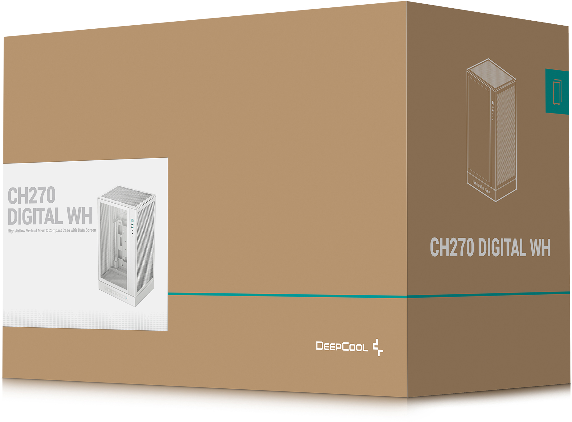 Deepcool CH270 DIGITAL WH デジタル表示パネル搭載 縦型MicroATX