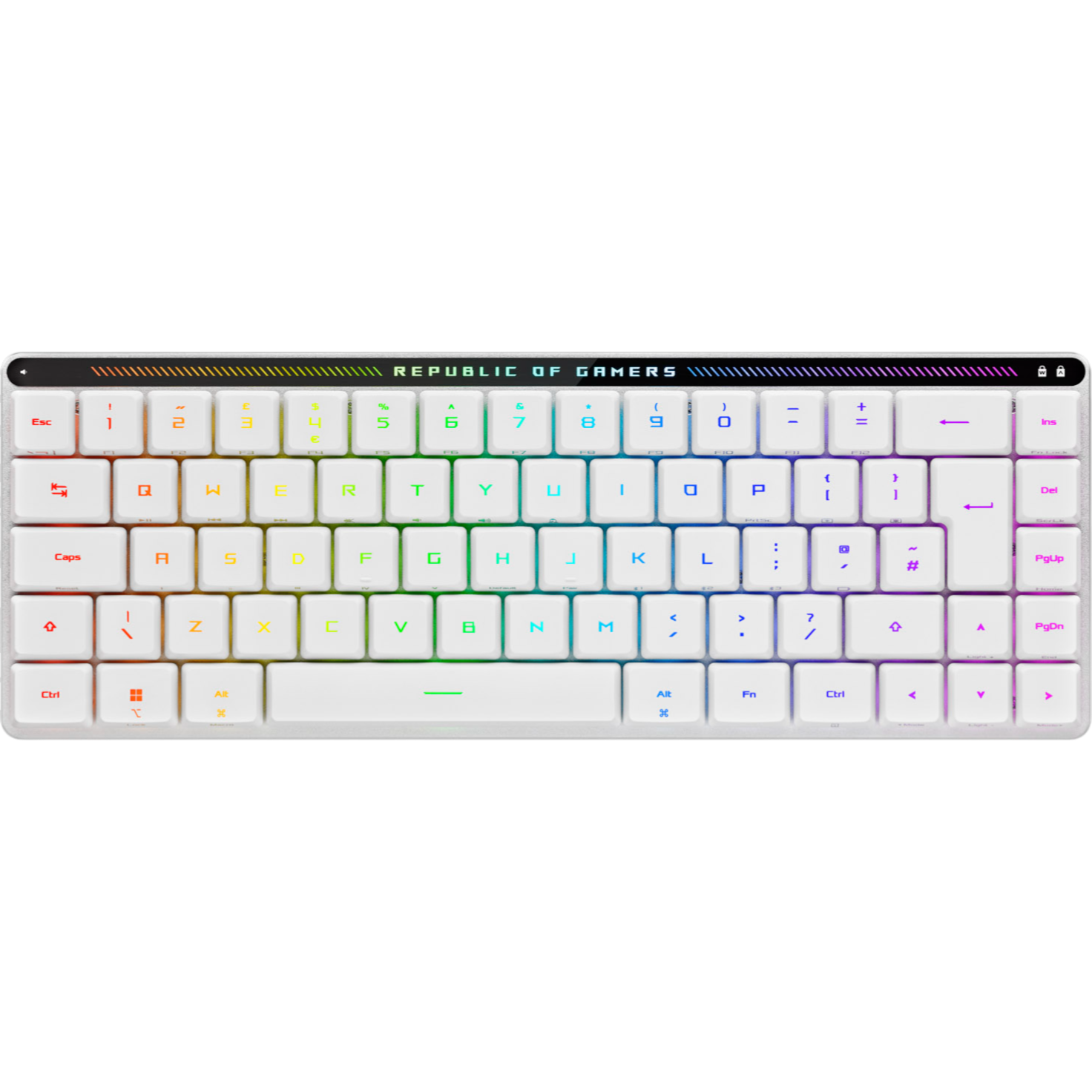 ASUS ROG Falchion RX Low Profile Wireless Mechanical RGB Gaming Keyboard in White, 65pc, ROG RX Red Switches