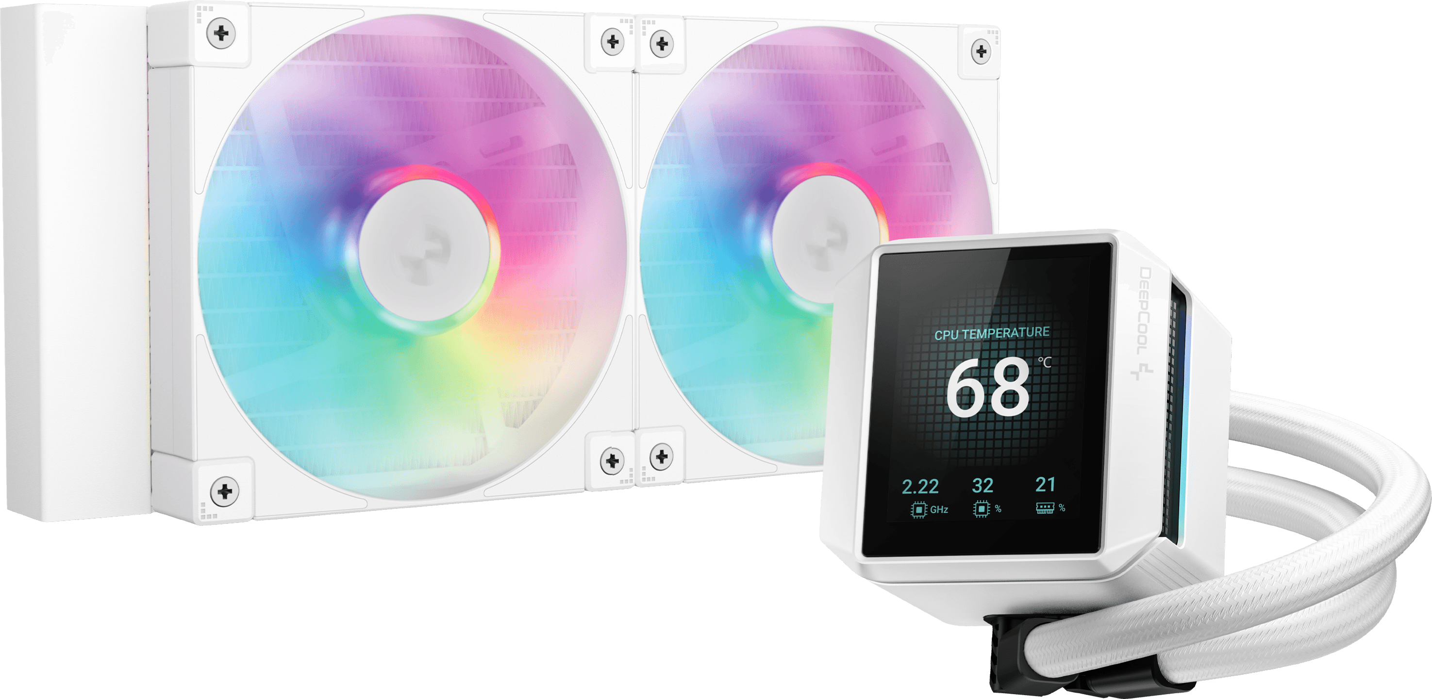 Deepcool White Mystique 240 Wh Argb 240Mm Aio Liquid Cpu Cooler In