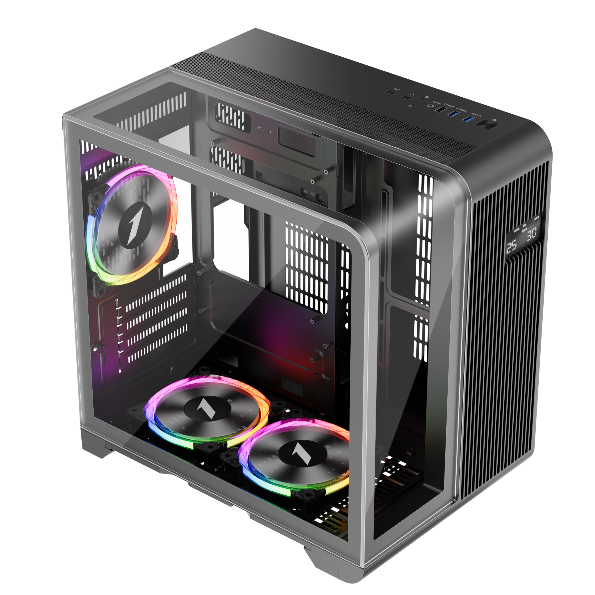 1st Player RT5 Micro ATX Mid Tower Case in Black with 3 x RGB Fans